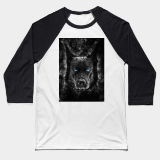 Black Wolf with blue eyes vector Baseball T-Shirt